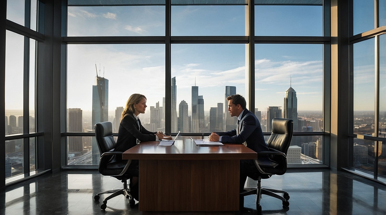 Two businesspeople negotiating