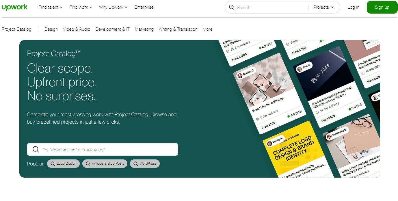 Upwork project catalog page