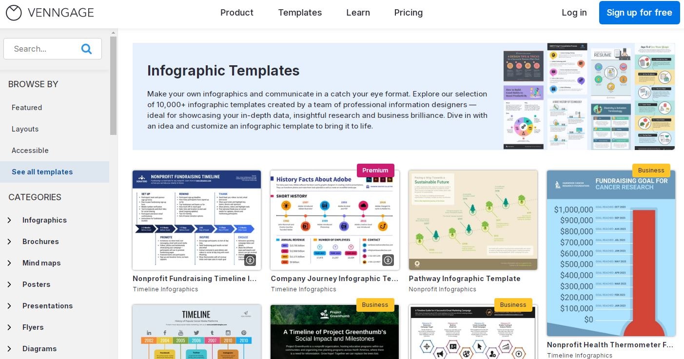 Venngage infographics templates page