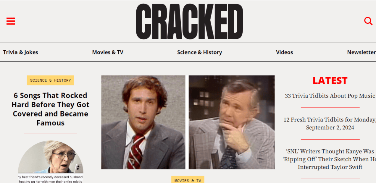 Cracked website screenshot
