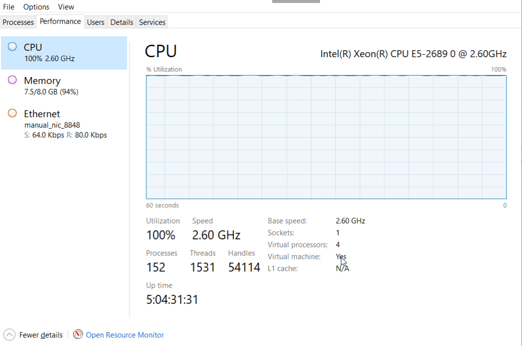 screenshot of the Performance test