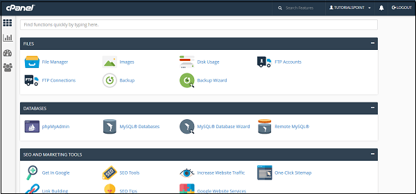 screenshot of the cPanel control panel
