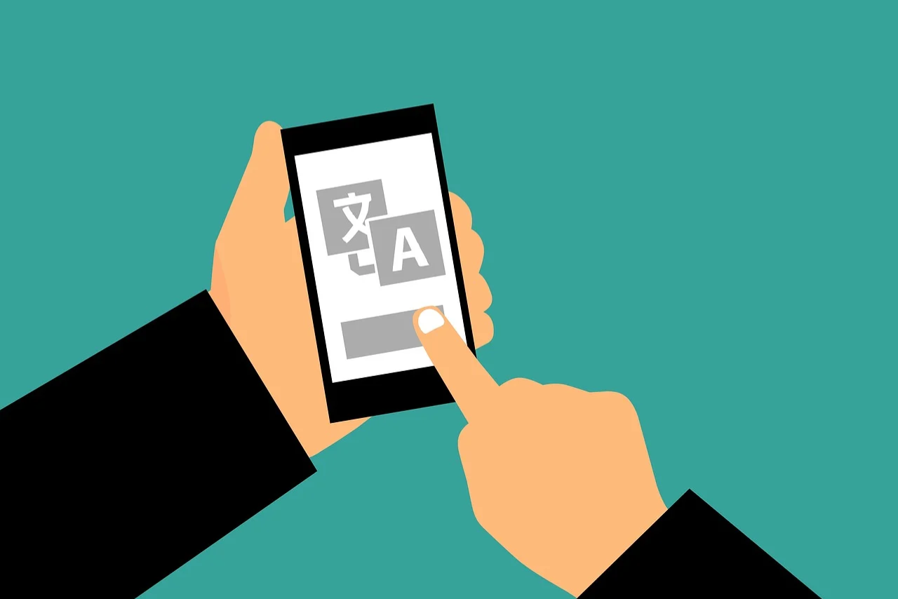 A mobile phone screen displays a symbol of multilingualism - blog image