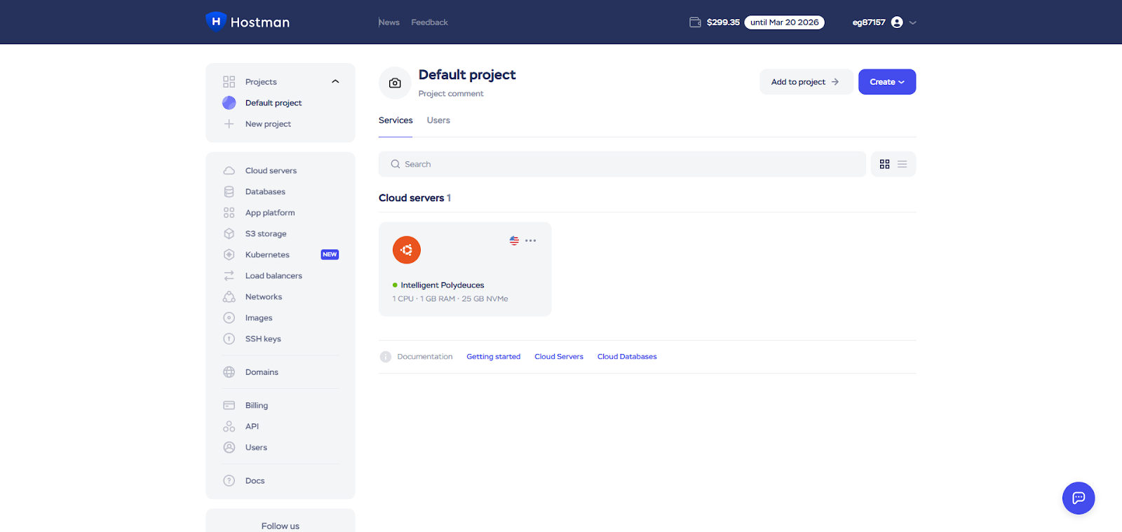 screenshot of the dashboard
