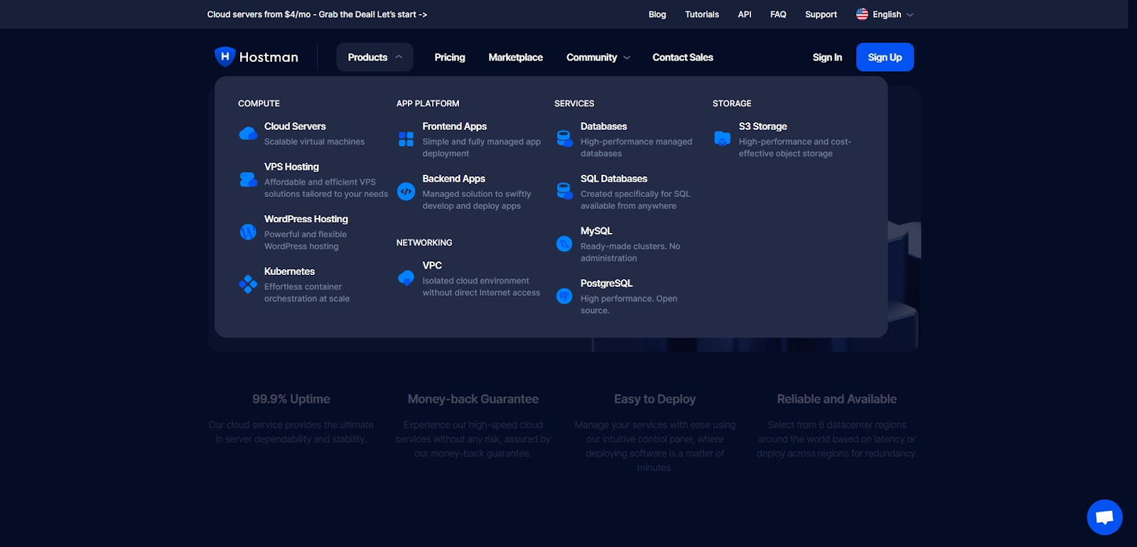 screenshot of the dropdown menu