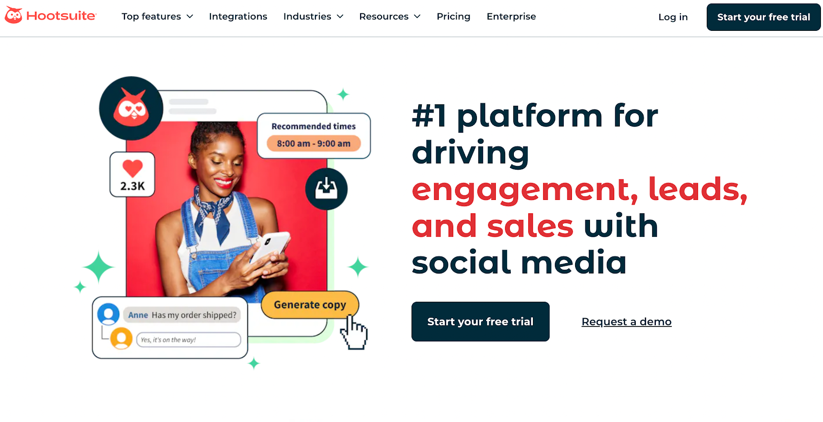 Hootsuite website homepage
