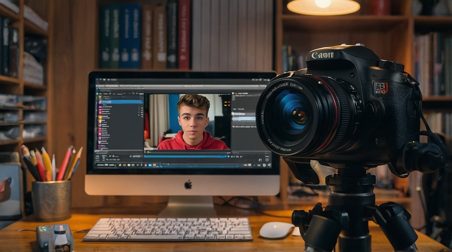 A camera and computer for vlogging