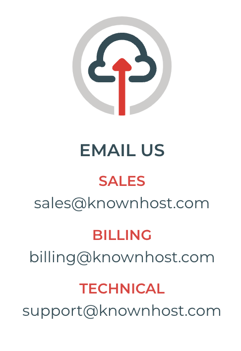screenshot of email support addresses