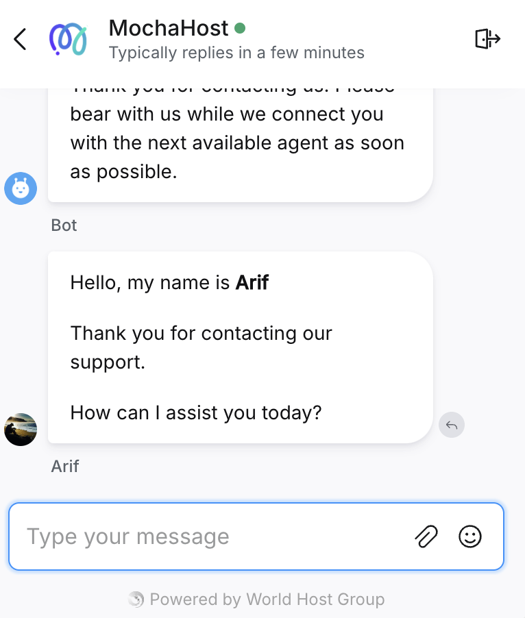 screenshot of the Livechat