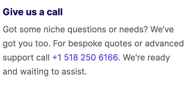 screenshot of the Phone line number