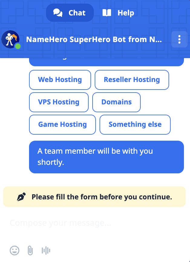 screenshot of the Livechat conversation