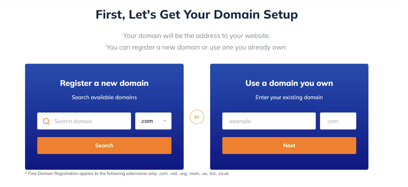 screenshot of the registartion process