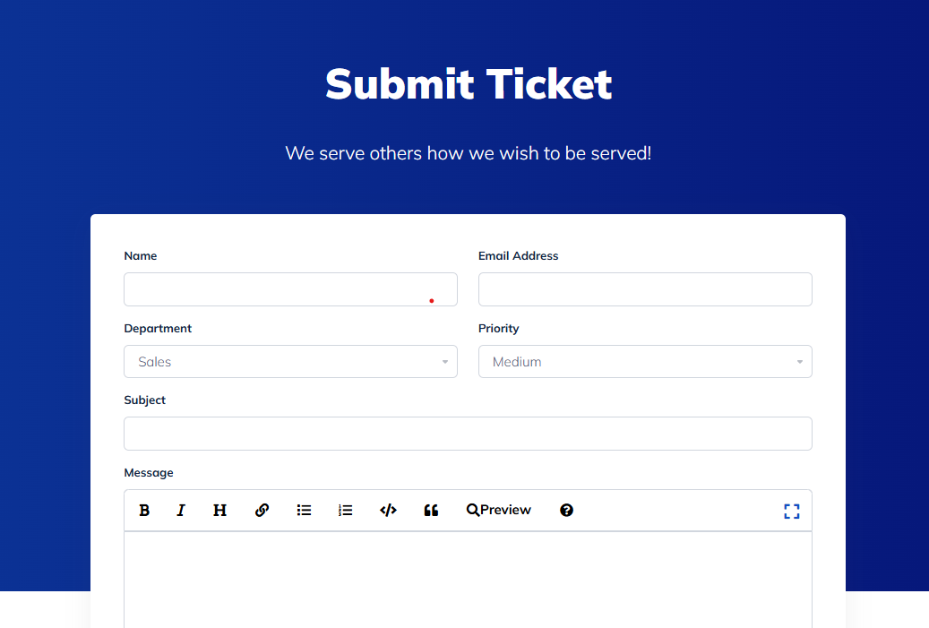 screenshot of Ticket System