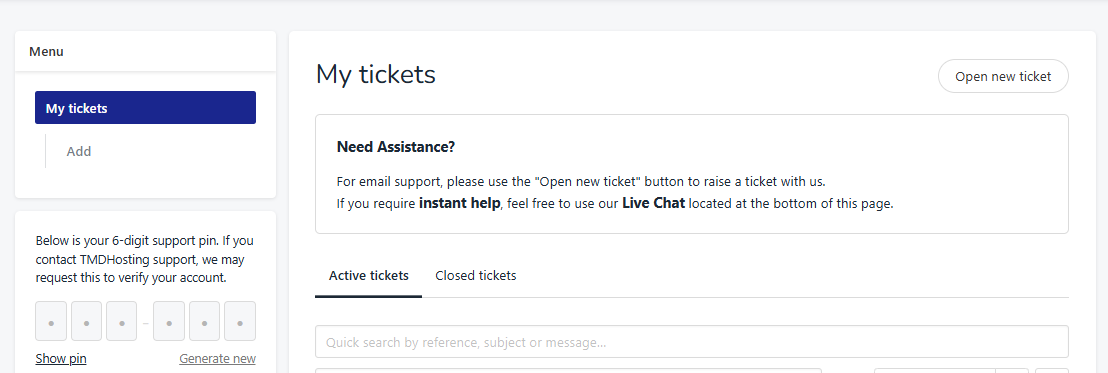 captura de tela da página Meus Tickets