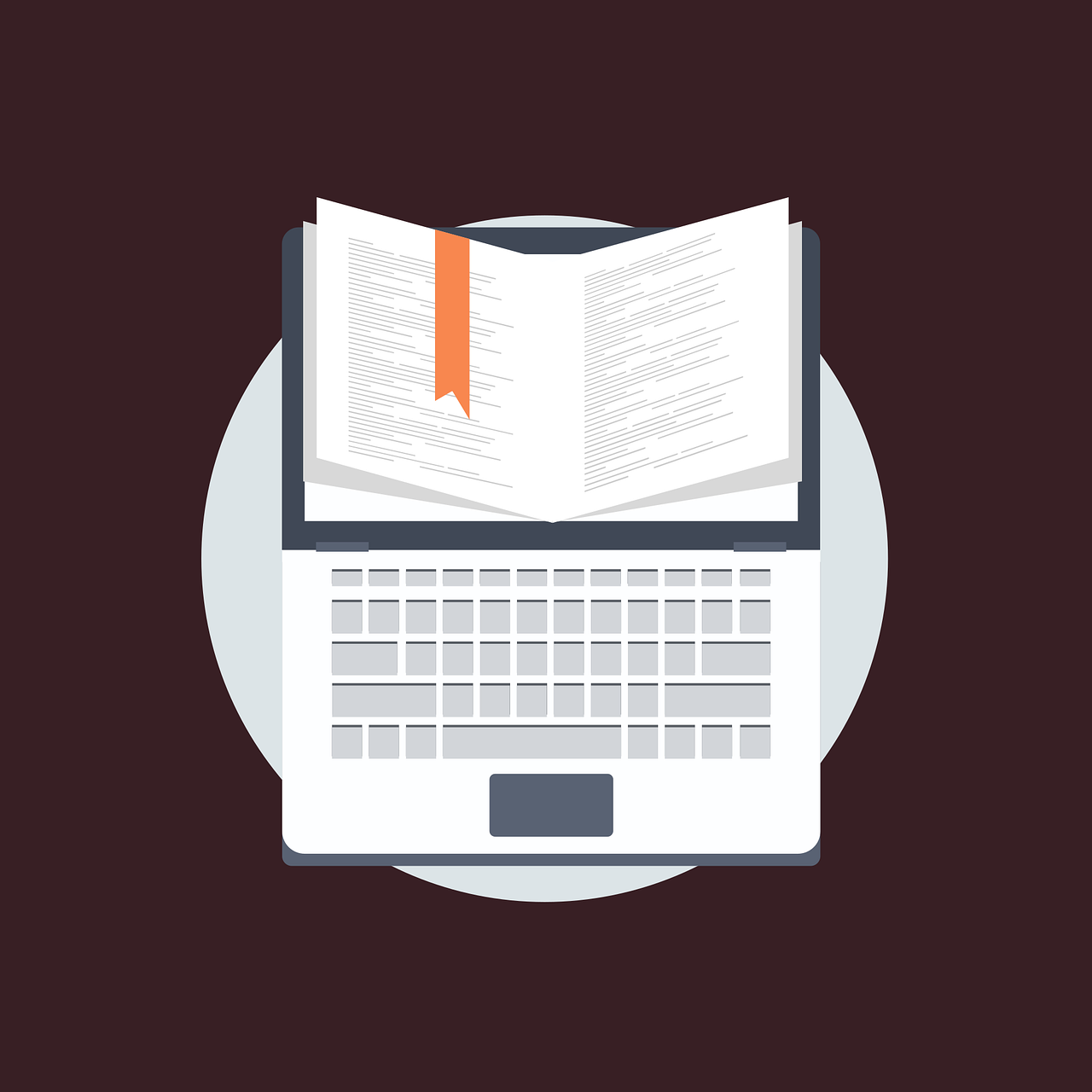 A book on a laptop screen.