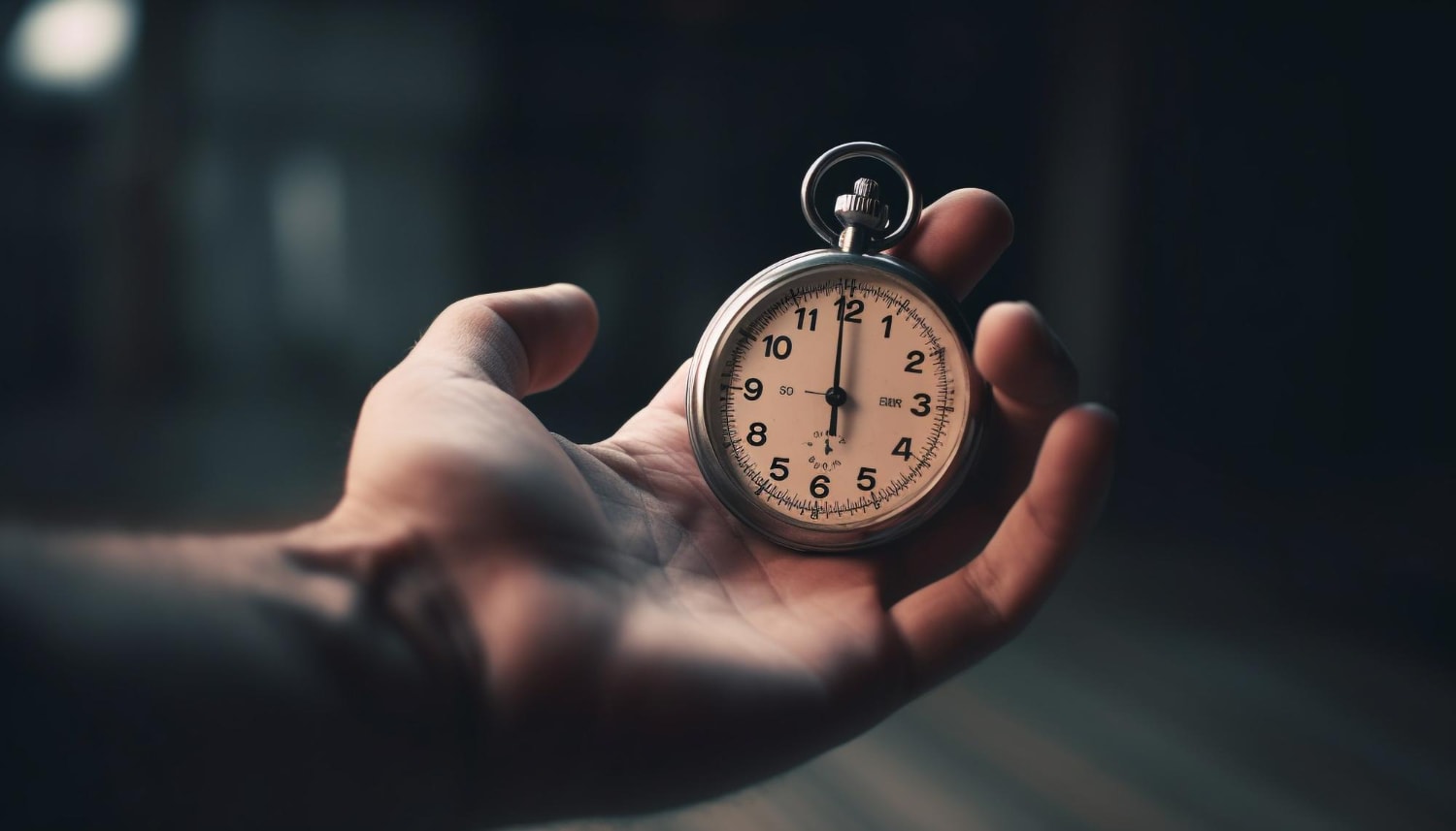 A businessman holding old fashioned metal stopwatch