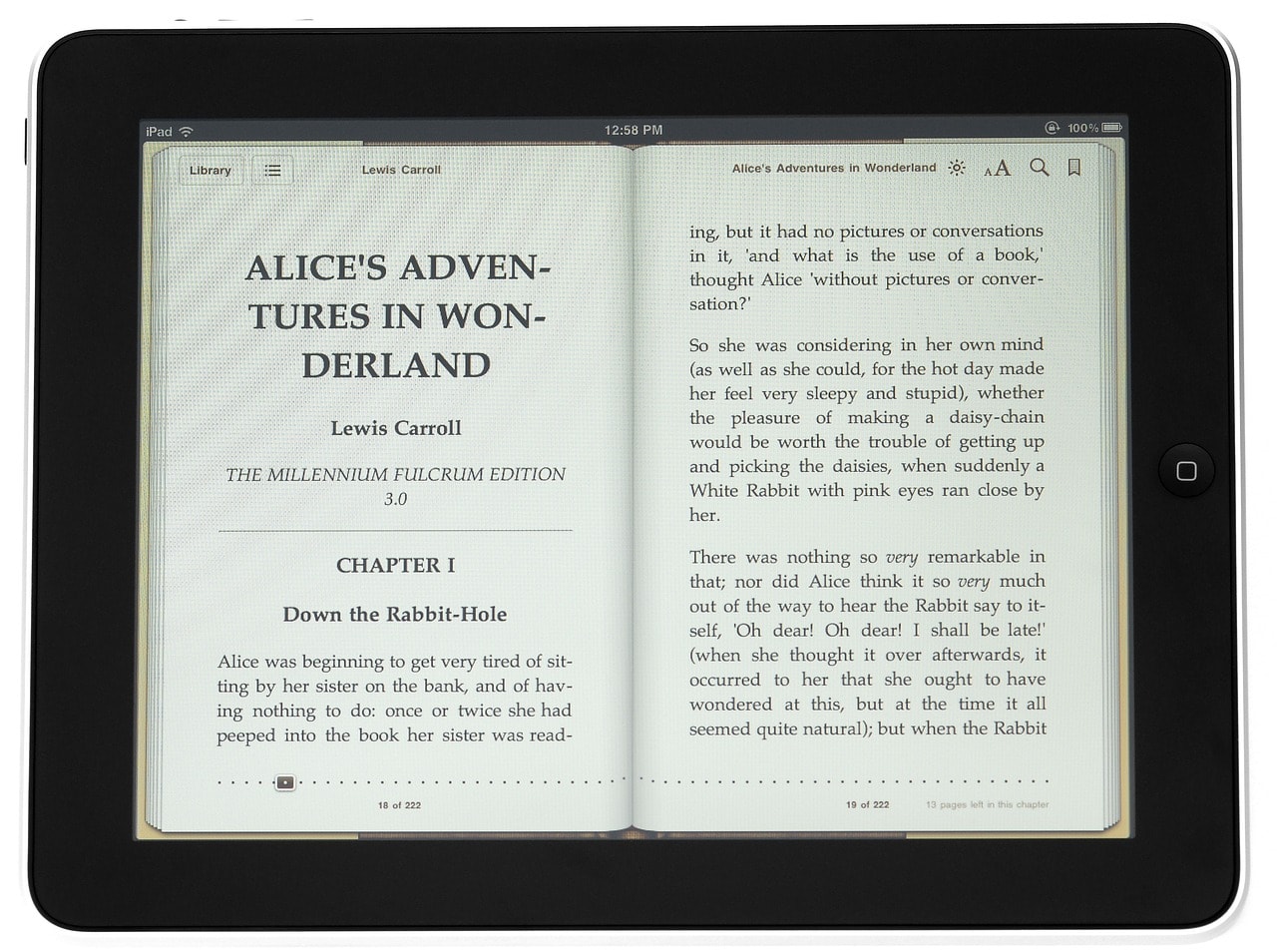 A digitized book on a tablet.