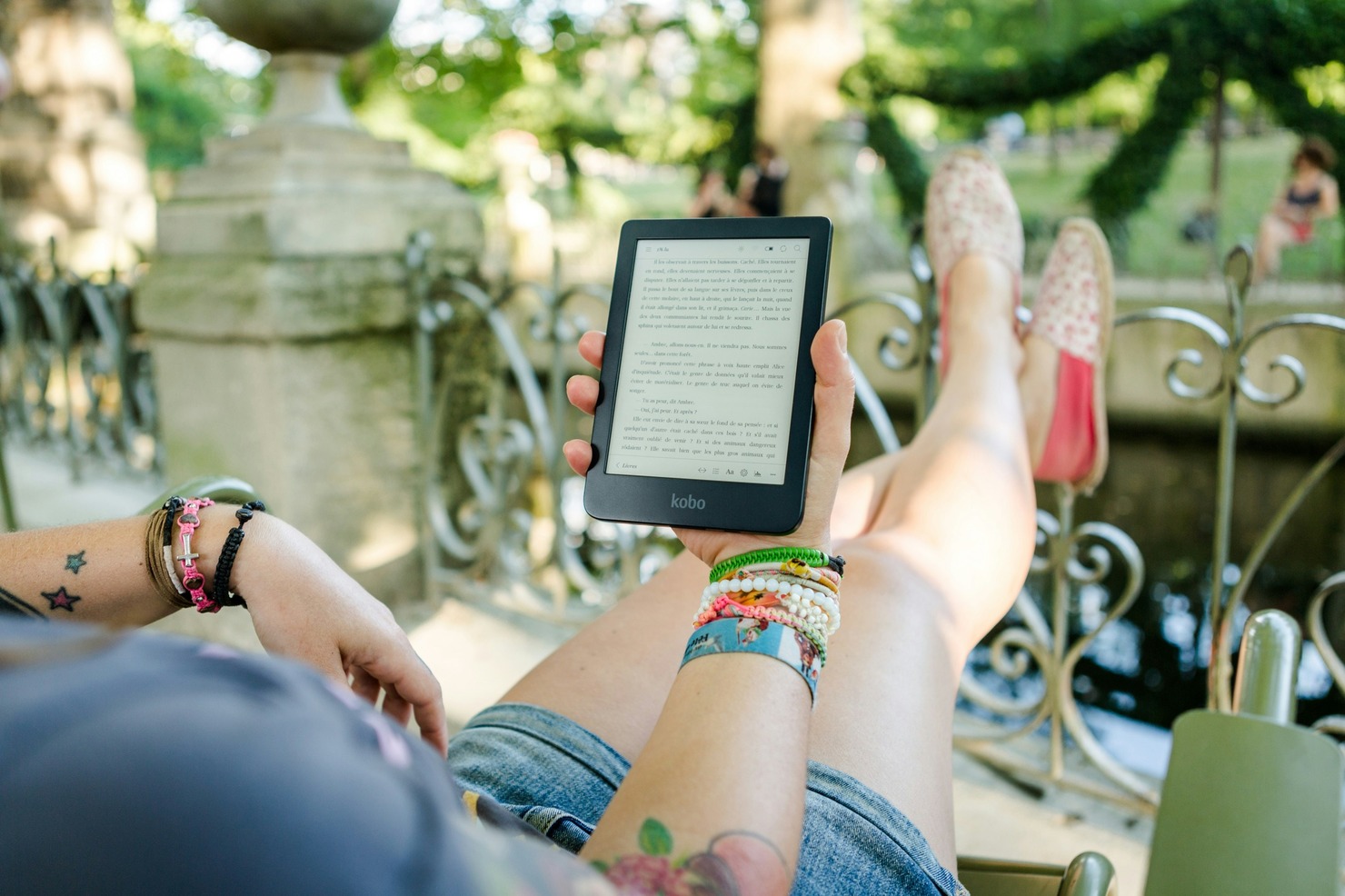 A person reading an ebook.