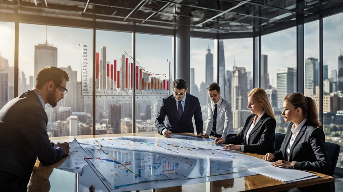 A team of professionals works together.
