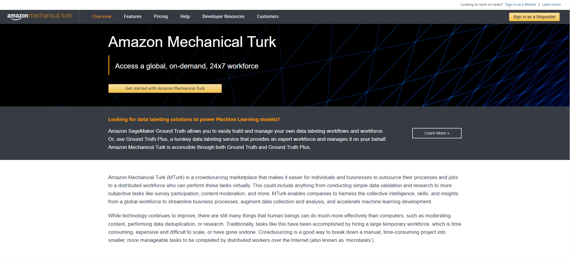 Amazon Turk website page image.