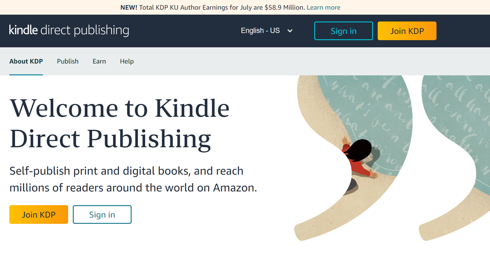 Amazon kindle homepage.