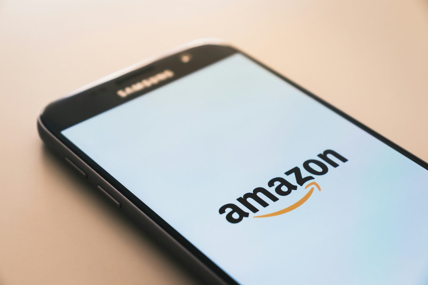 Amazon logo on a smartphone.