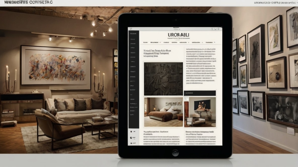 An artist's website aligning with the tablet screen.