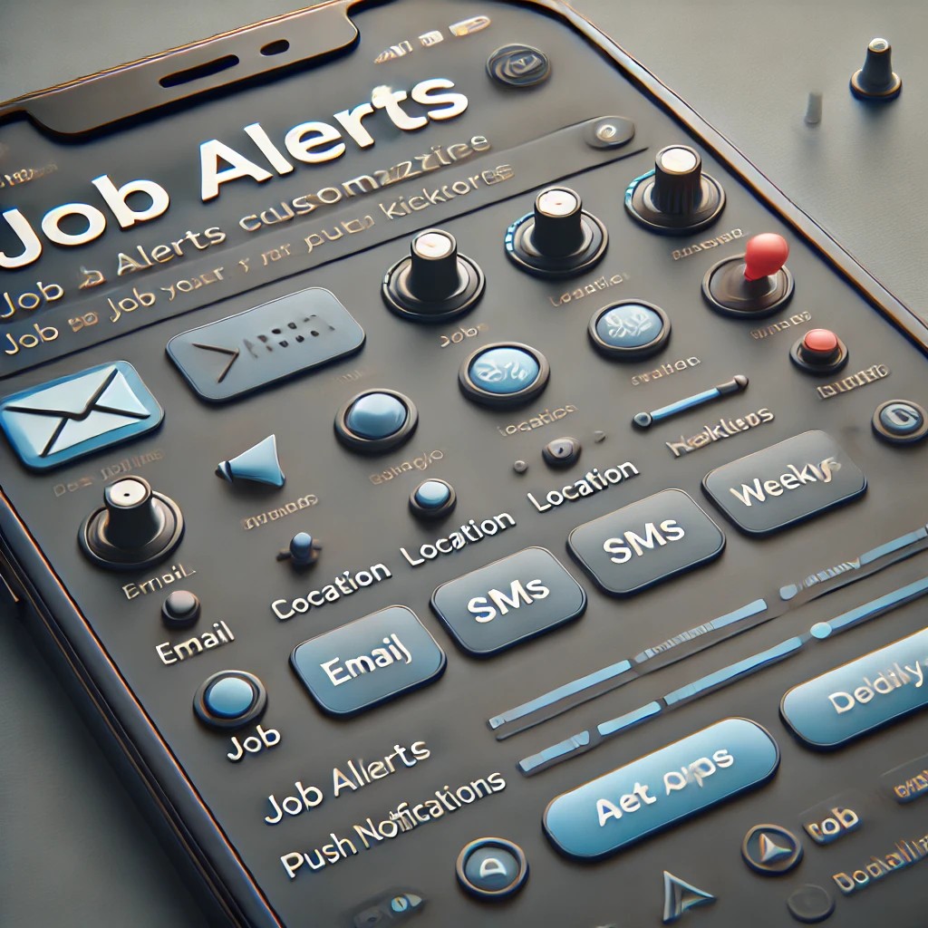 An example jobs board website interface focusing on job alert customization features.