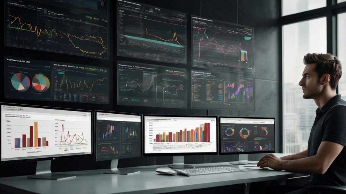 Analysing data on multiple monitors.