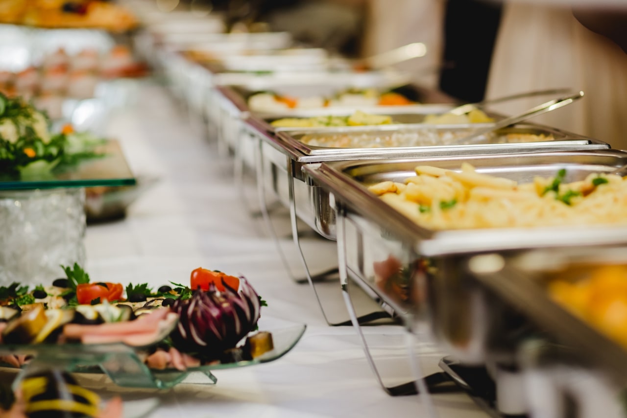 Catering food wedding buffet.