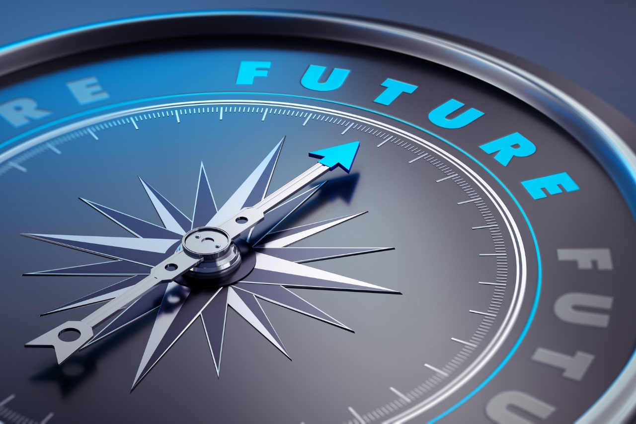 Compass poiting to the word Future