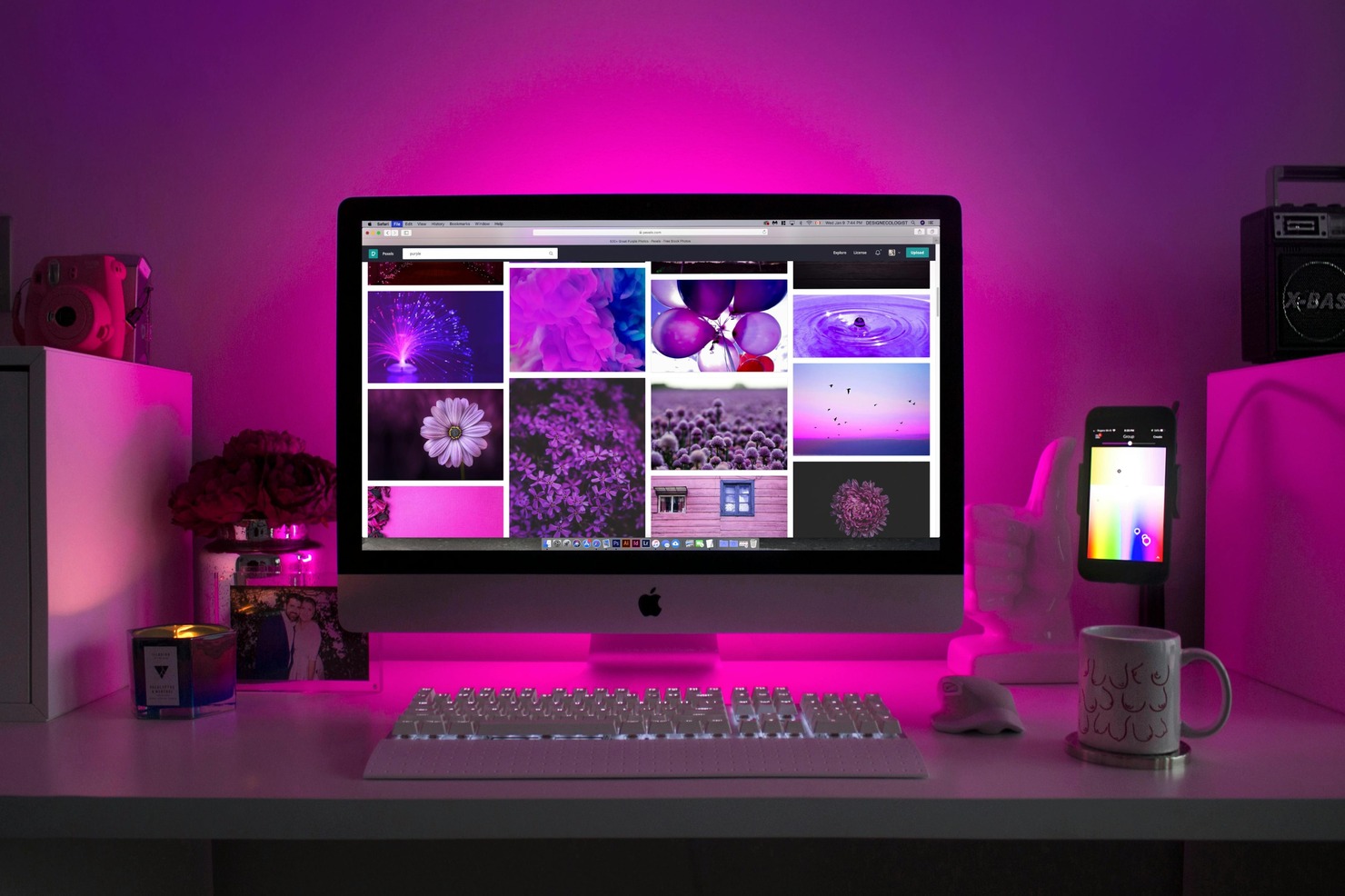 Designing a website on a computer.