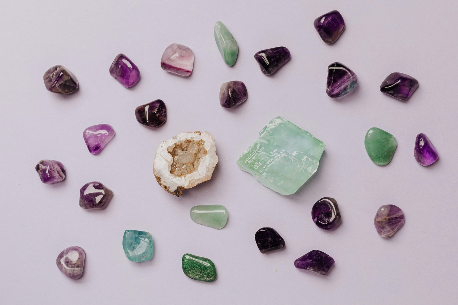 Different kinds of gems on display.
