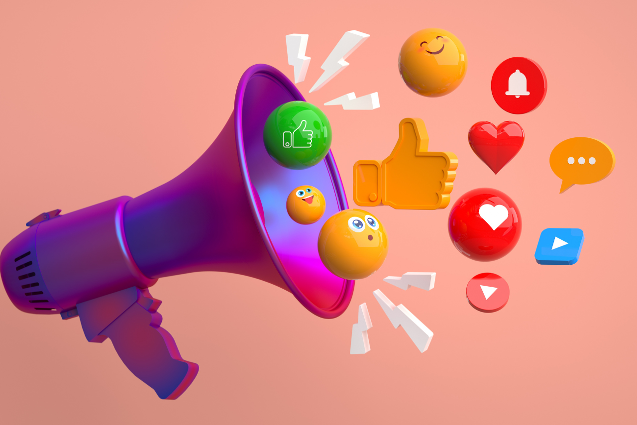 Digital Marketing Social Media Megaphone Concept.