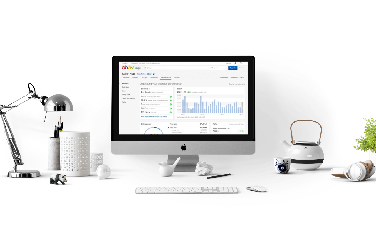 Ebay's seller hub analytics dashboard.