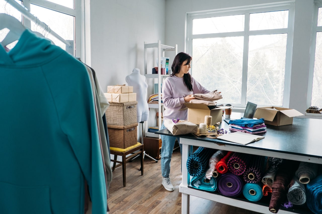 Female business owner handling online business.