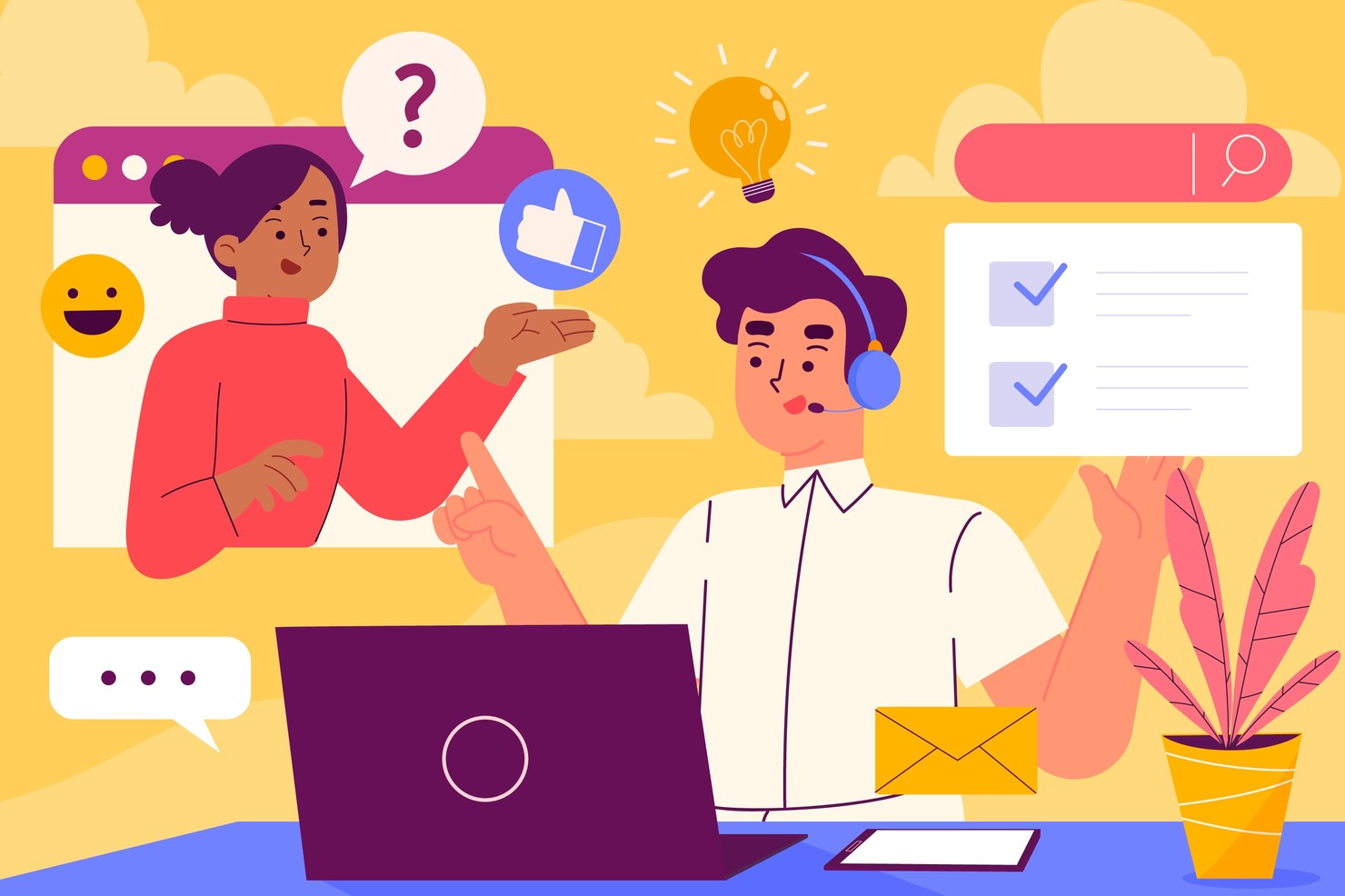 Flat customer service illustration.
