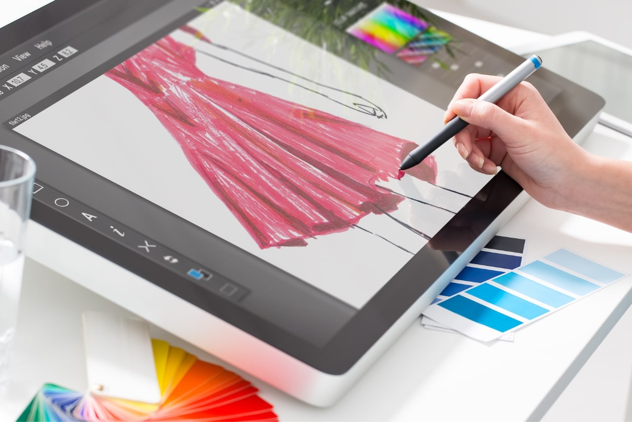 Graphic designer working on a book illustration.