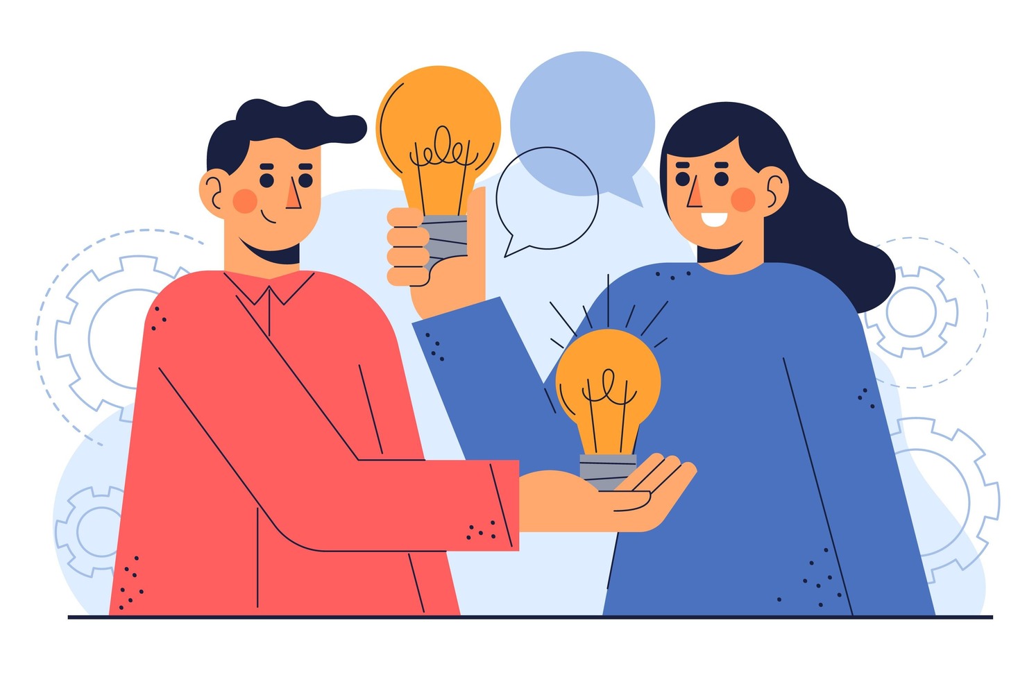 Hand drawn flat design innovation concept.