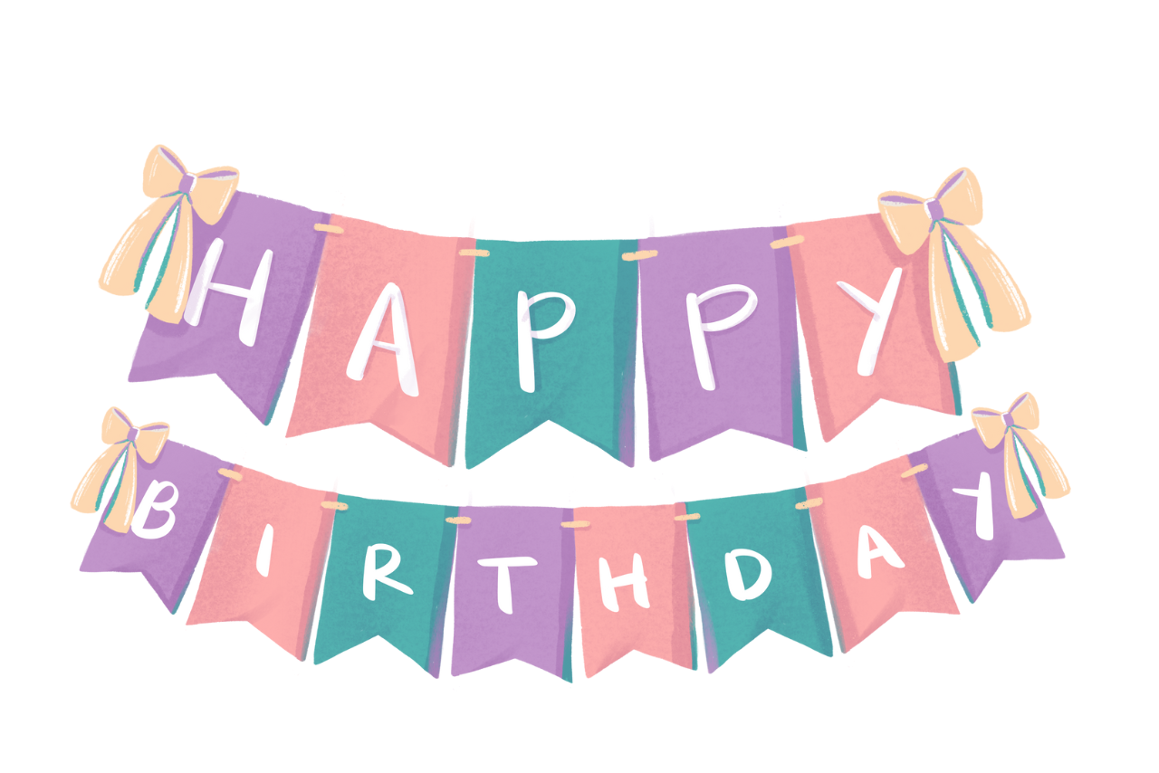 Happy Birthday banner wall decoration.