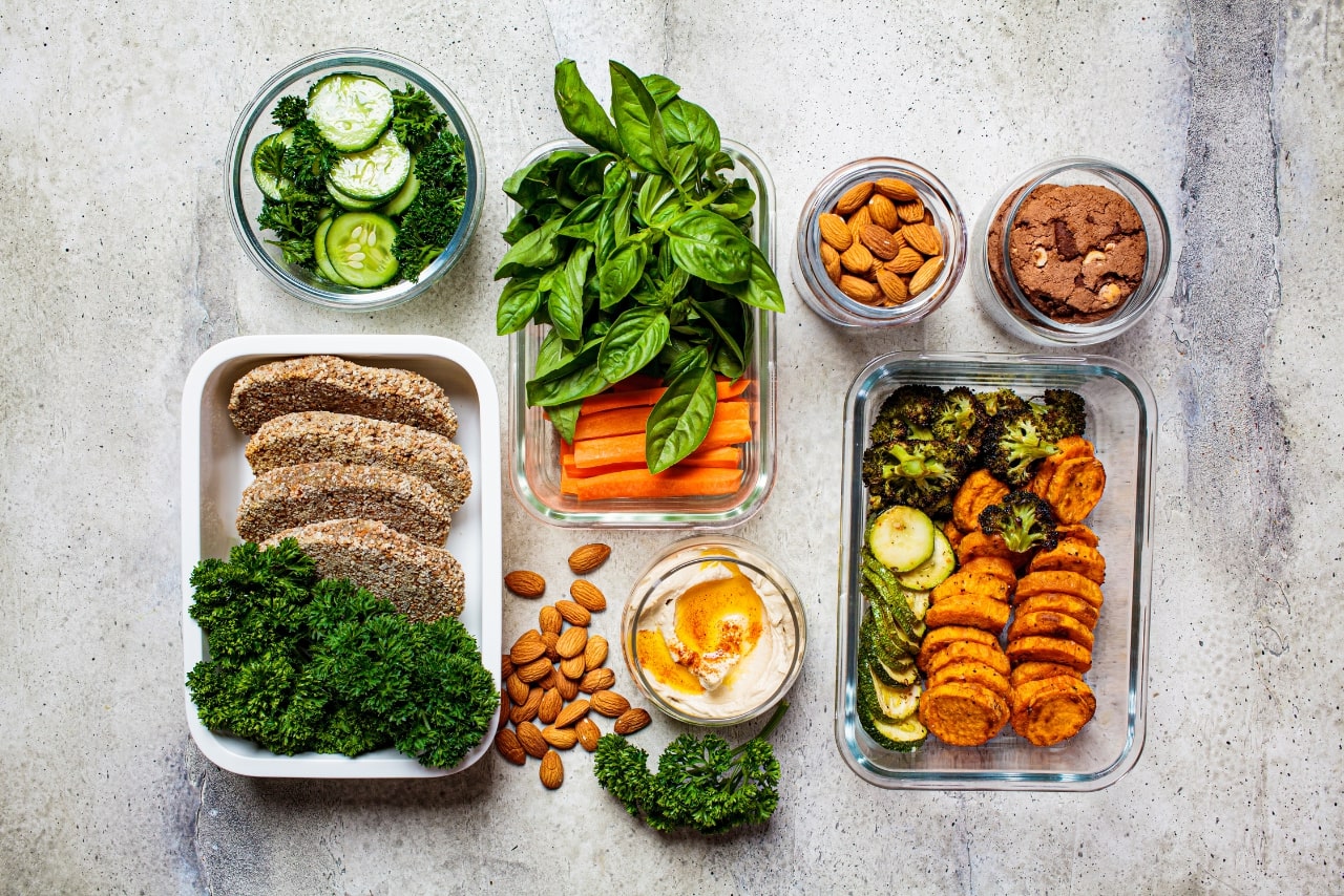 Healthy Plant-based Meal Prepared in containers.