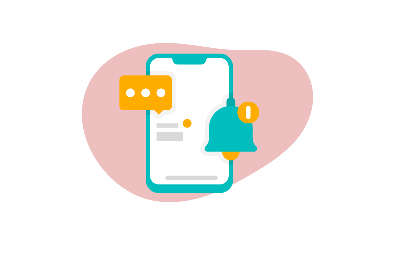 Illustration image of bell icon representing notification.