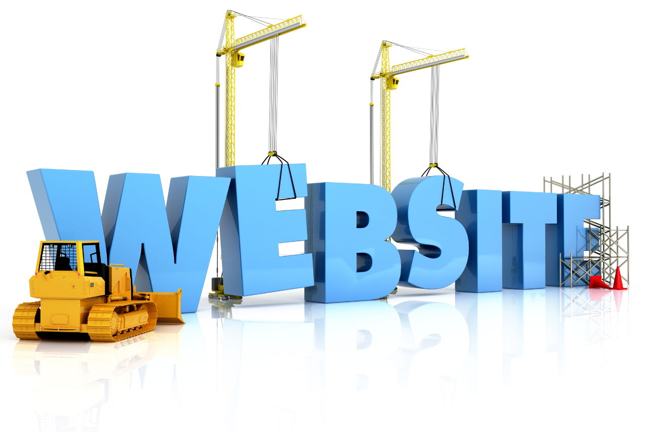 Image of a construction site building the word Website.