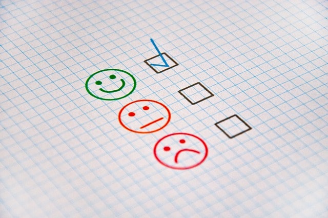 Image of good review with happy icon checked off.