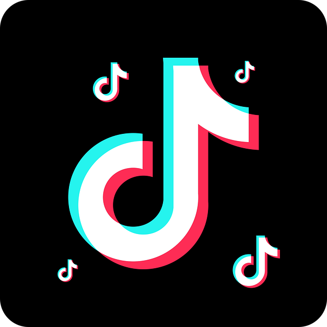 Image of several tiktok logos on black background.