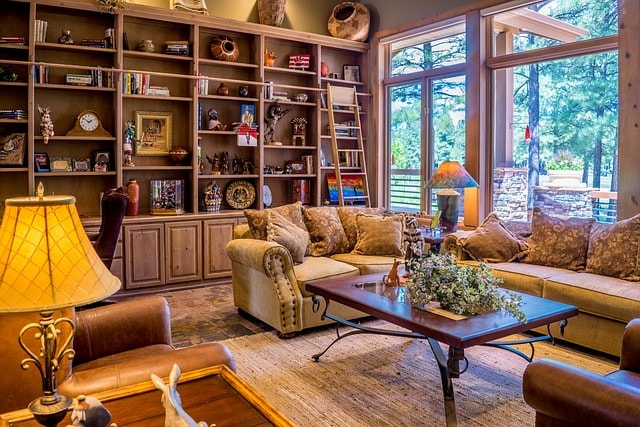 Interior of luxurios living room and furnitures.