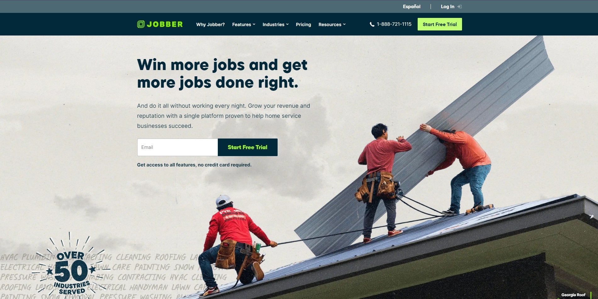 Jobber website home page.