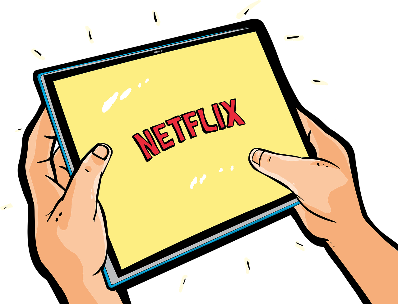 Netflix text on a tablet.