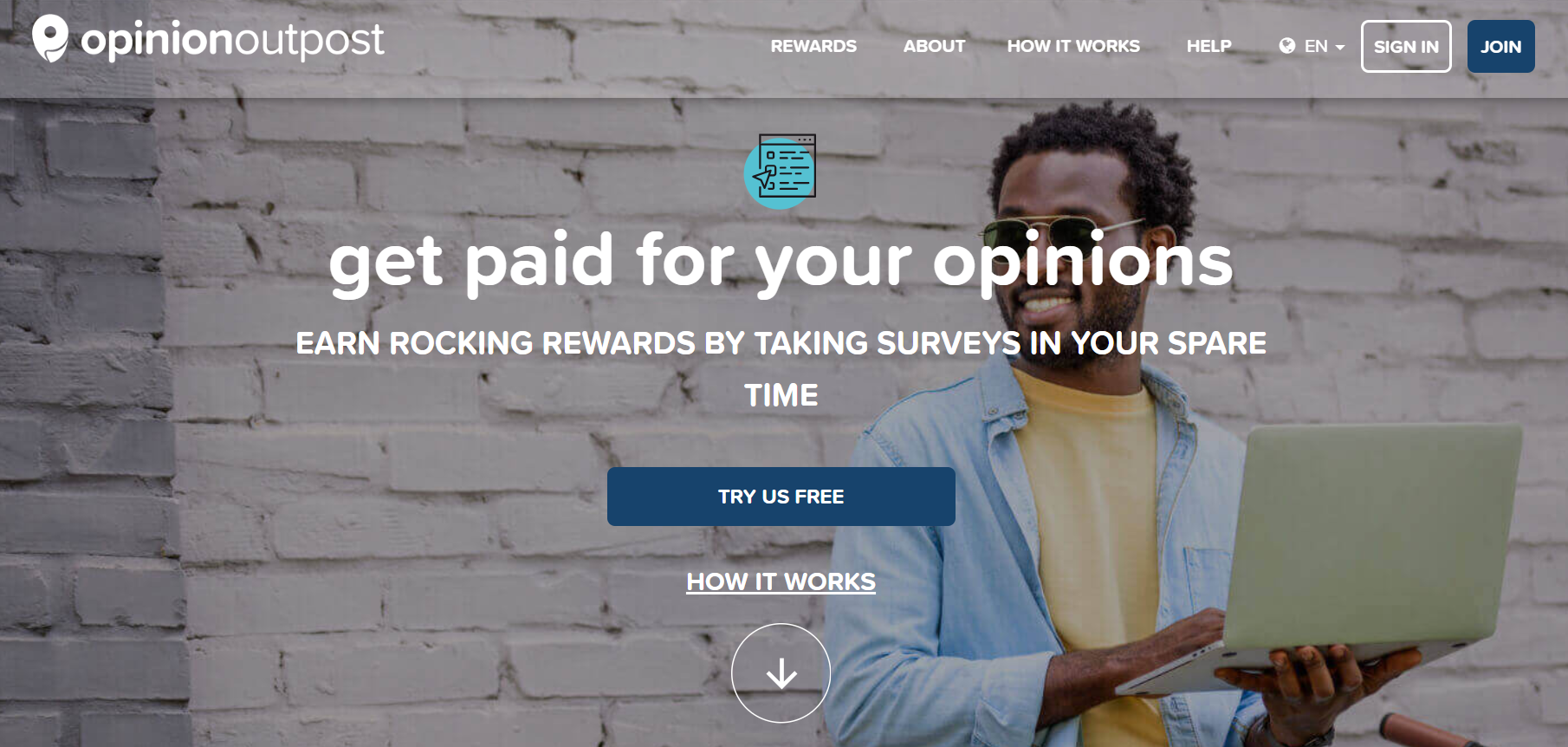 Opinion Outpost homepage.