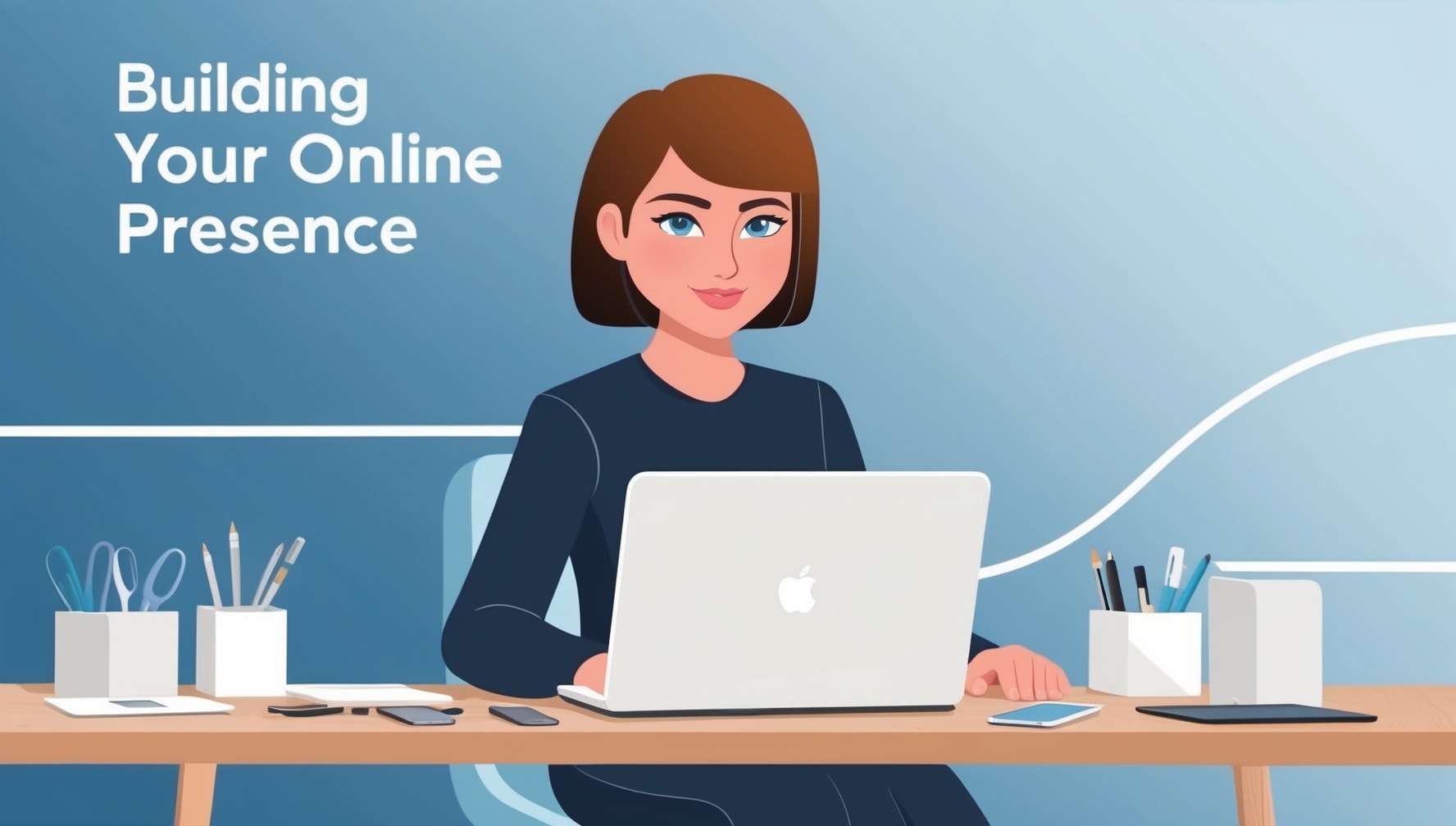 Person building her social media